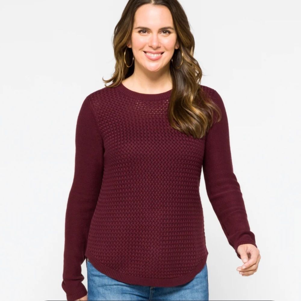 Lety & Me Josey Elbow Patch Sweater Burgundy L Nwt Stitch Fix